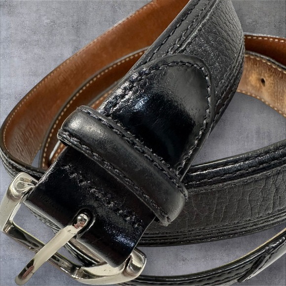 Johnston Murphy Size 38‎ Black Leather Belt 75-70040 - Picture 3 of 8
